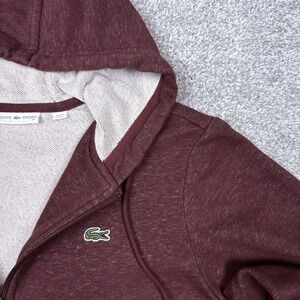 Lacoste Sport Hoodie Women 34 XS Full Zip Burgundy Casual Croc Logo